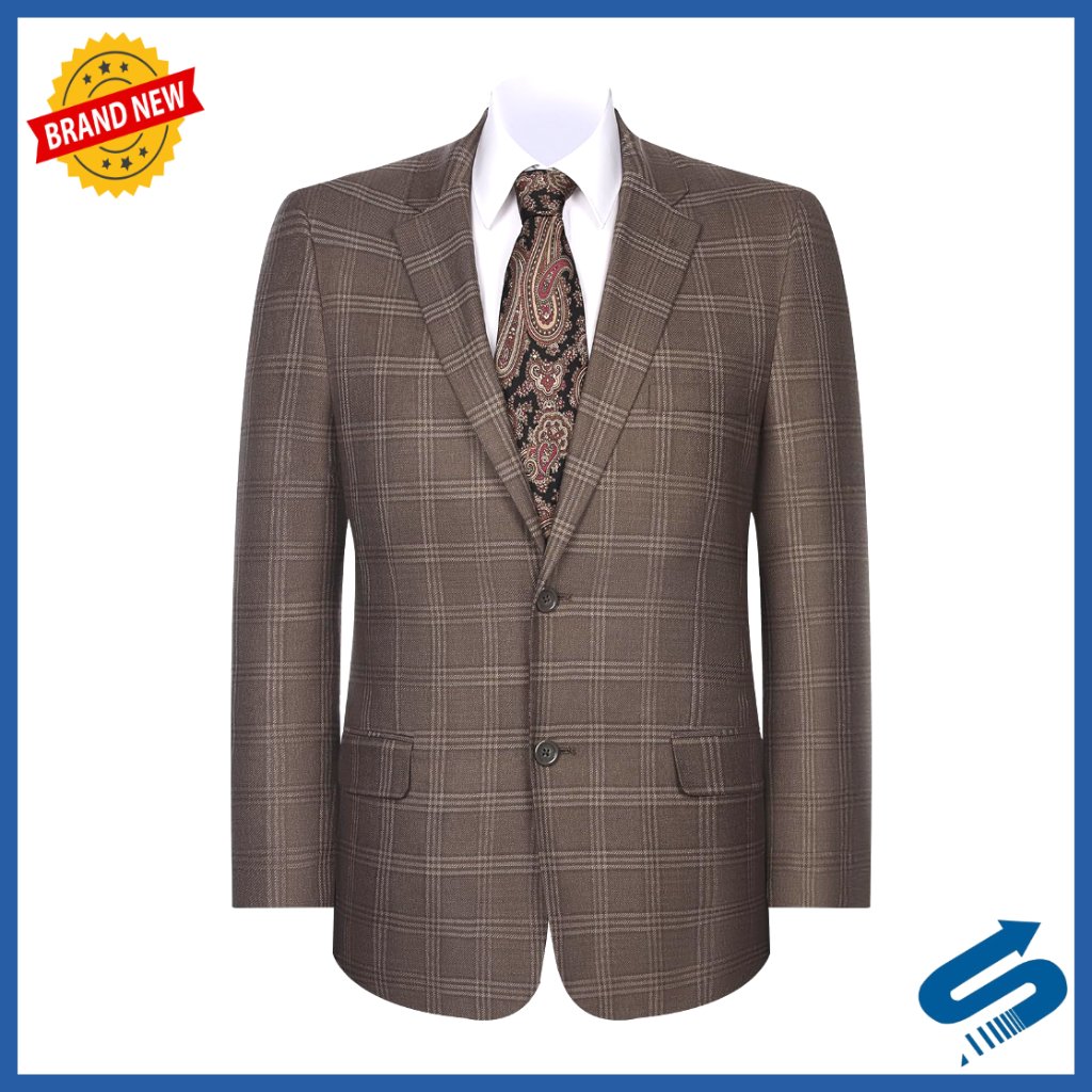 Men's Casual Blazer Plaid Sport Coat Classic Fit Two Button Lightweight